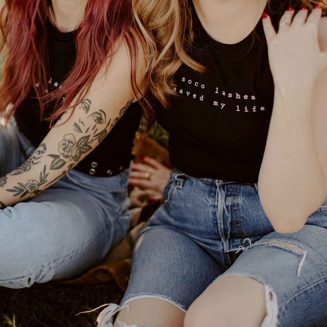 SoCo Lashes black t shirt Black / M Lashes Life Saver Sleeveless Tank Top