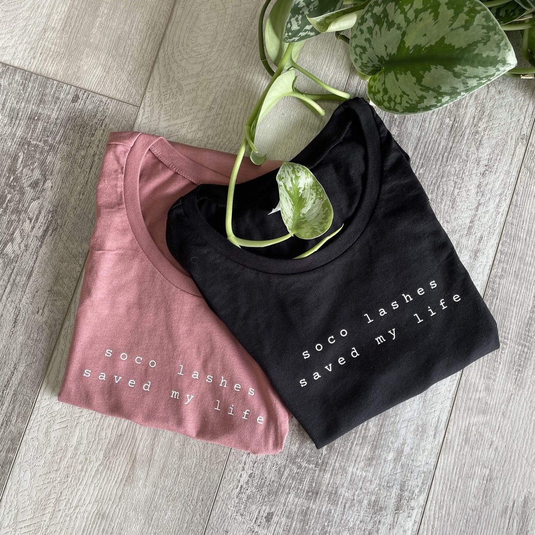 SoCo Lashes black t shirt Lashes Life Saver Sleeveless Tank Top