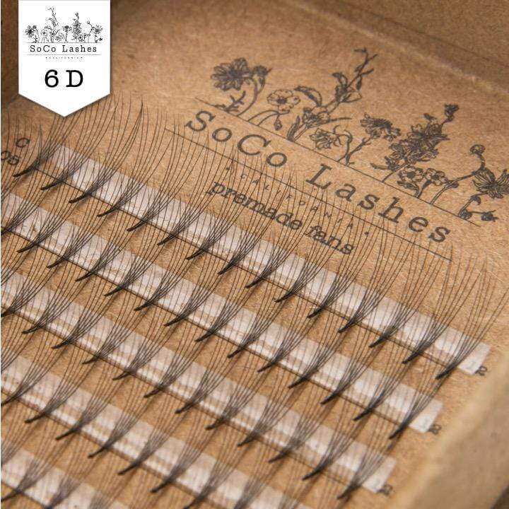 SoCo Lashes Eyelash Extensions 6D / C / 13mm Pro-made Fans Small Single Length Tray - 0.07mm