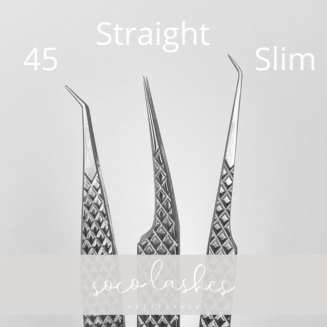 SoCo Lashes Silver Isolation Tweezer - 45° SLIM