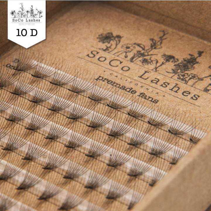 SoCo Lashes Eyelash Extensions 10D / C / 9mm Pro-made Fans Small Single Length Tray - 0.05mm