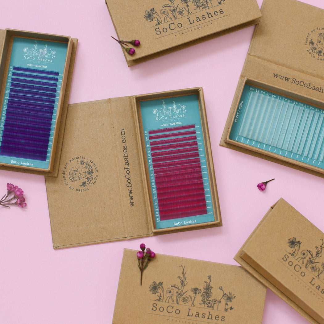 SoCo Lashes Eyelash Extensions Volume Colored 0.07 Mix Tray