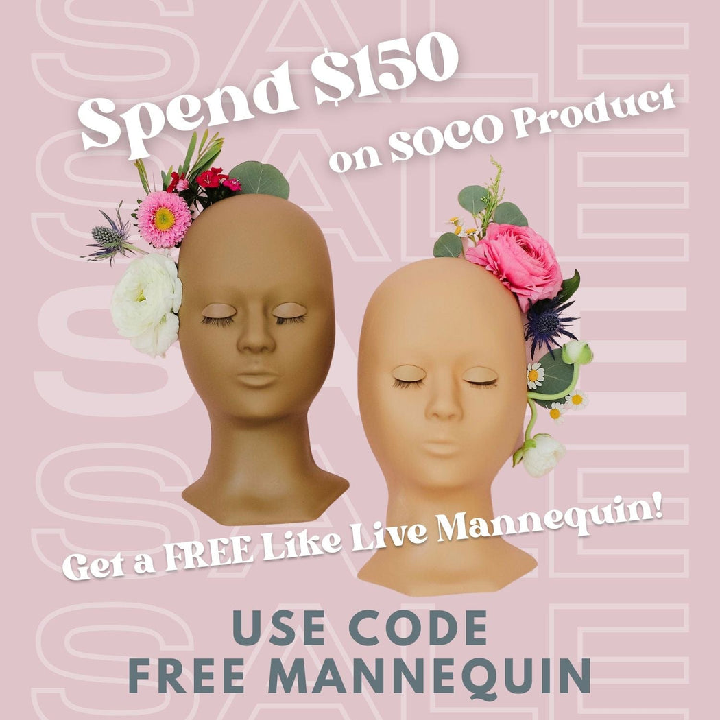 SoCo Lashes Training mannequin Head Mannequin Head w/ Removable Eyelids